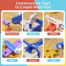 66 件幼儿工具套装，带电子钻和螺丝，蒙特梭利教育工具，儿童工具套装 - 彩色 - 查看 5