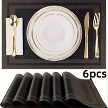 2/4/6 miếng lót đĩa màu đen, miếng lót đĩa PVC chịu nhiệt chống trượt có thể giặt được, miếng lót đĩa ăn bằng vải vinyl dệt dễ vệ sinh - Nhiều màu - Xem 11