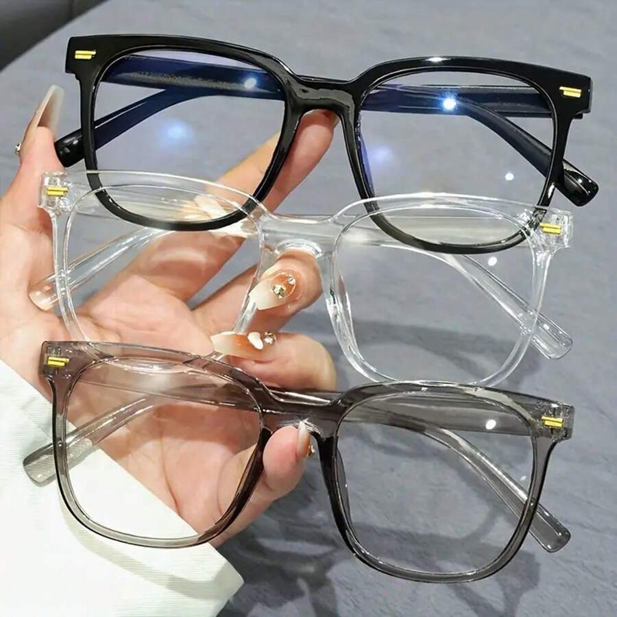 3 chiếc kính mắt trong suốt thời trang thường ngày, thích hợp để đeo hàng ngày, phụ kiện kính chống ánh sáng xanh cho phụ nữ - Nhiều màu - Xem 1