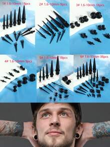 9-36PC Ear Stretching Kit 14G-10mm - Acrylic Earring Plugs Gauge Tapers Tunnels - Lightweight Expanders For Men Women - Ear Tunnel - View 2