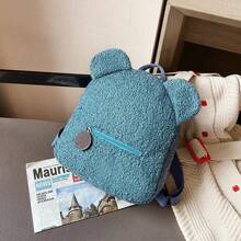 Mochila de peluche Bolso de mujer Mochila de orejas de osito pequeño de estilo otoño e invierno Mochila de lana jacquard Mochila mini de terciopelo suave y fresco, mochila escolar de dibujos animados de peluche de moda en unicolor con creatividad - Multicolor - Ver 17