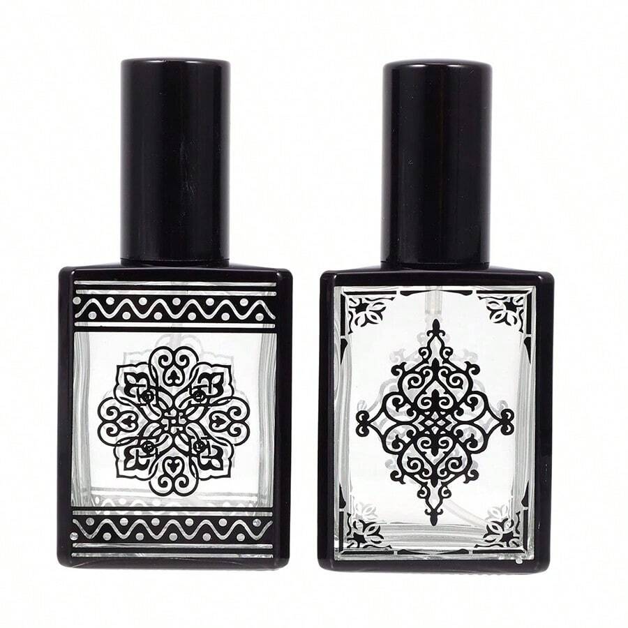 1pc/2pcs 15ML Retro Printed Perfume Refill Bottle, Portable Travel Perfume Spray Atomizer, Liquid Spray Bottle - Multicolor - View 1