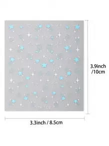 Beauty Sticker 3片星形美甲贴纸，闪亮星爆自粘贴花，适合女性DIY美甲用品 - 彩色 - 查看 4