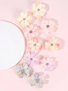 10 件装女孩花朵发夹浅色仿真花朵发夹优雅花朵发夹花朵胸针发夹适用于新娘派对、海滩、婚礼儿童婴儿发饰 - 彩色 - 查看 1