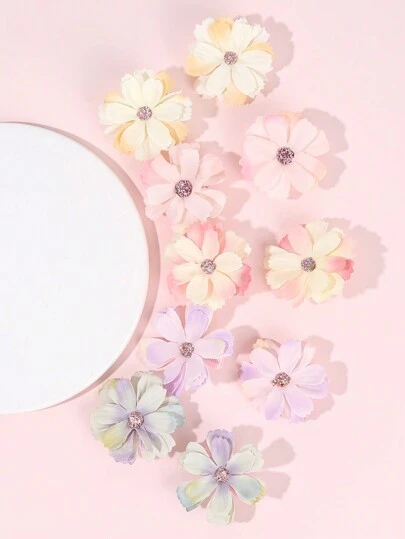 10 件装女孩花朵发夹浅色仿真花朵发夹优雅花朵发夹花朵胸针发夹适用于新娘派对、海滩、婚礼儿童婴儿发饰