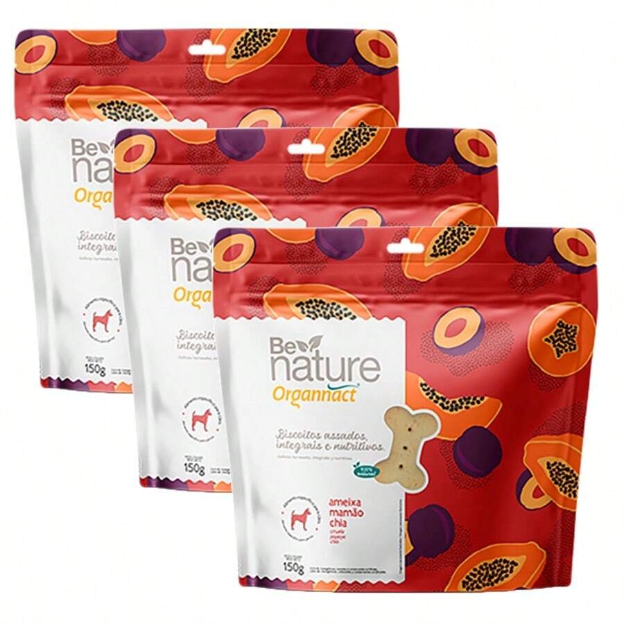 BE NATURE NATURAL DOG BISCUITS SNACK PLUM 150G KIT WITH 3 - 紅白色 - 查看 1