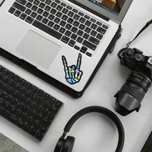 1/2/3pcs Rock Skeleton Sticker, Skeleton Sticker, Rock And Roll Sticker, Skeleton Hand Sticker, Laptop Sticker, Water Bottle Sticker, Halloween Stickers,Self-Adhesive, Single Use, Fade-Resistant, Perfect For Laptops, Water Bottles,School Supplies,Back To School - Multicolor - View 9