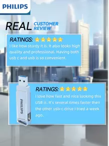 PHILIPS 256GB USB 闪存盘 | USB 3.2 Gen 1 速度 | 高达 150MB/S | 优质金属外壳 | 256GB