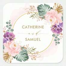 Gepersonaliseerde bloemenstickers voor bruiloften - Aanpasbare labels om namen en data toe te voegen aan bedankjes, uitnodigingen en geschenkdozen, perfect om een uniek tintje te creëren op uw grote dag