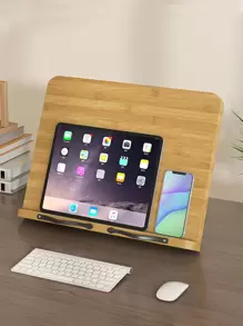 1 Peça Suporte de Leitura Multifuncional de Bambu, Suporte para Livro, Caderno e Laptop para Estudantes, Escritório, Exames