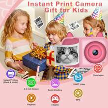 儿童相机即时打印，儿童即时儿童相机玩具，适合女孩男孩即时打印数码相机，3-12 岁儿童圣诞节生日礼物 - 彩色 - 查看 8