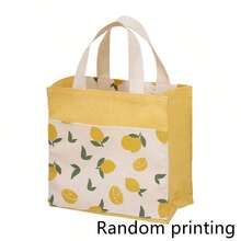 Double-Sided Canvas Tote Bag, Reusable Shopping Bag, Canvas Shoulder Bag, Fruit Pattern Canvas Tote Bag Canvas Bag Portable Daily Use Female Ins Artistic Style Fresh And Simple Tote Bag Student Korean Japanese Style Simple Bag - Multicolor - View 2