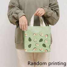 Double-Sided Canvas Tote Bag, Reusable Shopping Bag, Canvas Shoulder Bag, Fruit Pattern Canvas Tote Bag Canvas Bag Portable Daily Use Female Ins Artistic Style Fresh And Simple Tote Bag Student Korean Japanese Style Simple Bag - Multicolor - View 1