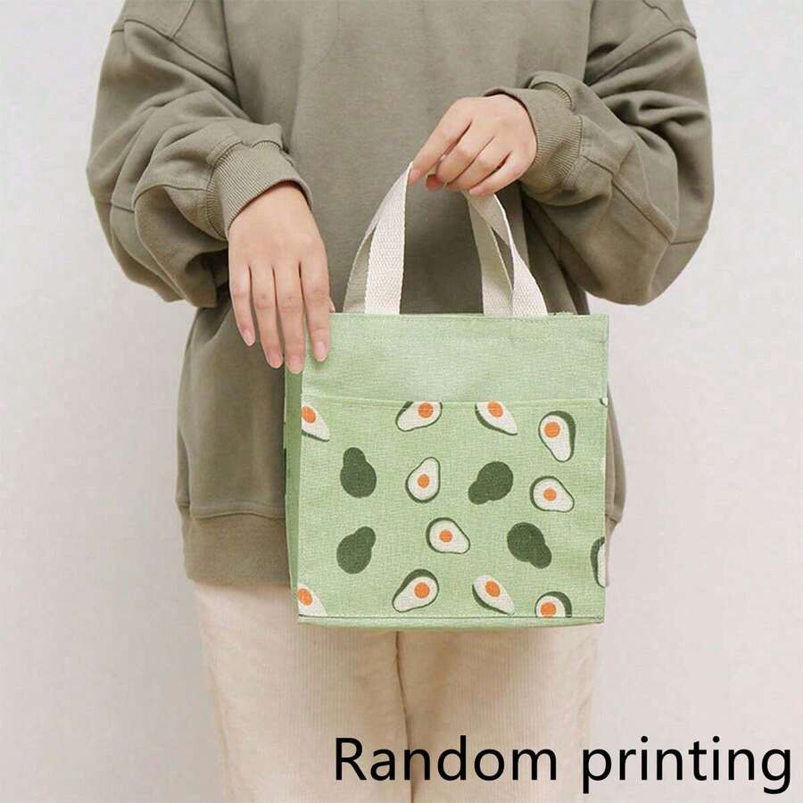 Double-Sided Canvas Tote Bag, Reusable Shopping Bag, Canvas Shoulder Bag, Fruit Pattern Canvas Tote Bag Canvas Bag Portable Daily Use Female Ins Artistic Style Fresh And Simple Tote Bag Student Korean Japanese Style Simple Bag - Multicolor - View 1