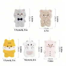 1pc Ultra-Soft Coral Fleece Hand Towel With Cute Cartoon Animal Pattern - Super Absorbent, Non-Shedding Bathroom Accessory