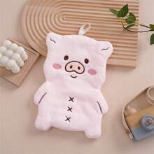 1pc Ultra-Soft Coral Fleece Hand Towel With Cute Cartoon Animal Pattern - Super Absorbent, Non-Shedding Bathroom Accessory