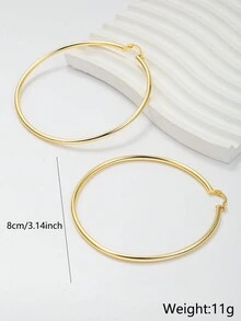 1 Cặp bông tai tròn đơn giản tối giản cao cấp cho nữ vào mùa thu/đông - Vàng - Xem 2
