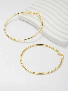 1 Cặp bông tai tròn đơn giản tối giản cao cấp cho nữ vào mùa thu/đông - Vàng - Xem 1