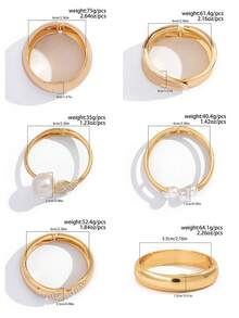 1 件复古创意奢华多元素水钻金属心形装饰袖口手链，女士时尚优雅珍珠装饰厚珠宝弹簧手链，适合日常佩戴、派对、送给朋友和长辈的礼物、服装配饰 - 金黃色 - 查看 11