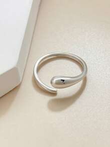 ESBERRY 1pc S925 Sterling Silver Simple Single Head Teardrop Adjustable Ring For Women Fine Ladies Jewelery Gift Women's Daily Wear - Single-ended Water Drop Open Ring - View 5