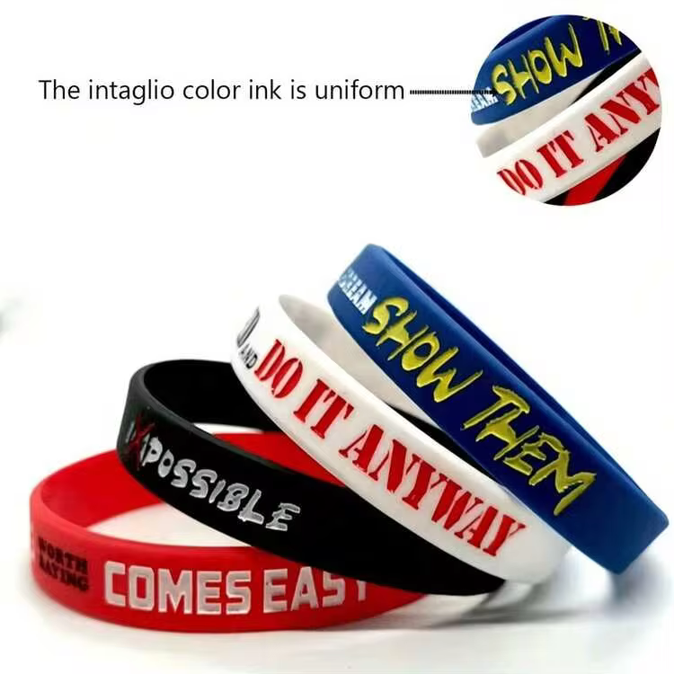 5pcs/Set Embossed Motivational Quotes Rubber Wristbands - Multicolor - View 3