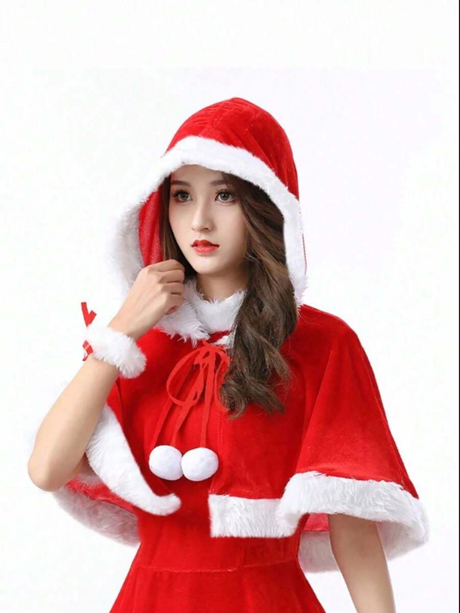 新款圣诞披风斗篷圣诞老人服装派对表演成人女款金丝雀衣服帽子 - 彩色 - 查看 1