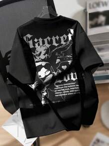 Oversize Streetwear Style T-Shirt For Men And Women In Black Cotton Mesh - 黑色 - 查看 1
