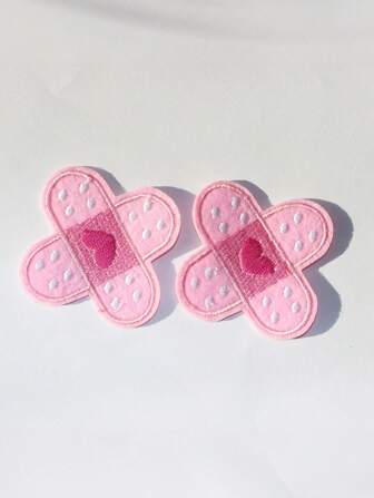 2 件/5 件/10 件爱心十字绣熨烫补丁，适合女孩、背包、连帽衫、服装配饰