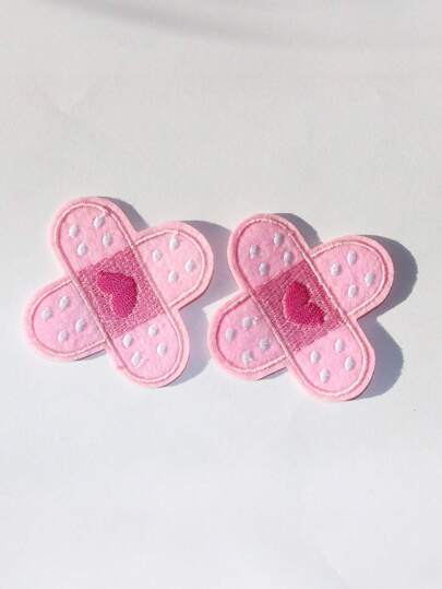 2 件/5 件/10 件爱心十字绣熨烫补丁，适合女孩、背包、连帽衫、服装配饰