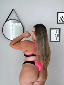 Plus Size Lingerie Set In Neon Colors With Underwire Quality Lace Bra And Panties - Black - View 2