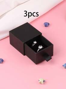 1pc/2pcs/3pcs/5pcs/10pcs Vintage High-Grade Earring Jewelry Box Set, Genuine Leather Drawer Engagement Rings Box, Simple Design Earring Storage Box, Valentine's Day Gift - Black - View 15