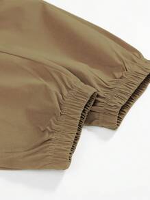 1件青少年男童休闲运动户外时尚工装裤，带大口袋，春秋季 - 卡其色 - 查看 4