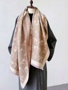 1 件优雅 2024 时尚仿羊绒围巾冬季搭配保暖围巾披肩外搭 - 彩色 - 查看 10