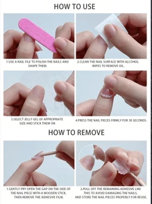 10 件/套 DIY 手工制作简约百搭手绘图案，大理石光环，深色爆炸闪光空间法式浮雕效果，适合秋冬季穿着，包括短方形假指甲、1 件果冻凝胶和 1 件指甲锉，非常适合日常生活和派对装扮按压指甲美甲用品（显示卡随机）