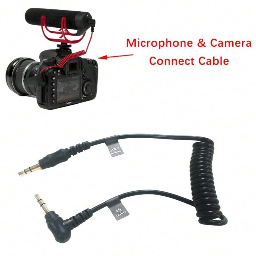 3.5mm TRS 公头麦克风线 3.5mm TRS 公头 MIC 插头转 3.5mm 麦克风线 DSLR 相机麦克风线连接相机/录像机 3.5mm TRS 转 TRS 麦克风至相机线 弹簧卷绕 适用于枪式相机 DSLR 单反相机 - 黑色 - 查看 1
