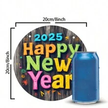2025 New Year Celebration Wooden Sign, 8x8 Inch - Classic Style Artificial Wood Decorative Plaque, Suitable For Various Seasonal Celebrations Like And Chinese New Year, Wreath Decoration, Ideal For Home, Kitchen, Bar, Garden, Porch, Garage, Leisure Room, Store, Room, Cafe, Retro Style Sign, Unique Holiday Gift, No Need For Power, Random Style (Decorative Wall Hanging) - Multicolor - View 2