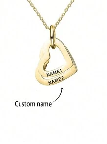 1Pc Personalized Gold Stainless Steel Customized Engraving 1-4 Name Multi-Layered Heart Pendant Women's Necklace Holiday Anniversary Christmas Gifts/Valentine's Day Gifts/Mother's Day Gift Fashion, Autumn Fashion, Casual, Retro, Old Style, Simple, Simple Customization, Personalized, Unique Gift, Girlfriend, Mom, Ideal Gift, Anniversary, Birthday, Daily Wear, Prom, Mother's Day, Valentine's Day, Graduation Ceremony, Wedding,Jewelry & Watches,Chic Autumn,Custom Name Stainless Steel Necklace, Personalized Nameplate - Gold - View 11