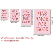 1PC Modern Nordic More Mas Amor Por Favor Spaanse Quote Posters Print Canvas Schilderij Trendy Roze Liefde Quote Muurkunst Kamer Huisdecoratie Geen Lijst