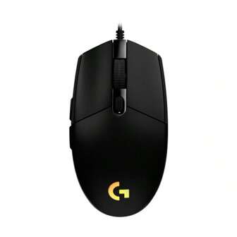 Logitech Mouse com fio G102 Mecânico para jogos Leve RGB Streamer Efeito de luz Portátil Design clássico Pega confortável Adequado para mãos pequenas e médias Preto