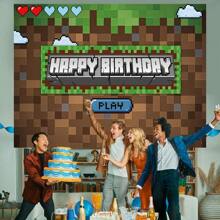 1pc Pixel Theme Party Backdrop - Versatile Polyester Game Themed, Suitable For Photo Booth And Room Decor