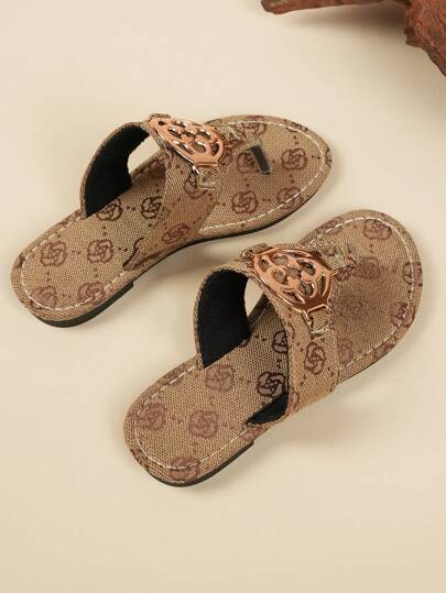 Kids Casual Outdoor Comfortable Sweat-Absorbent Anti-Slip Wear-Resistant Flat Round Toe Open-Toe Sandals, Girl Indoor Home Slippers