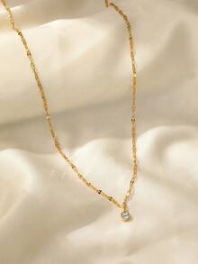 1 件优雅简约别致独特设计不锈钢唇链单钻项链，送给女士的礼物 - 項鍊 - 查看 5