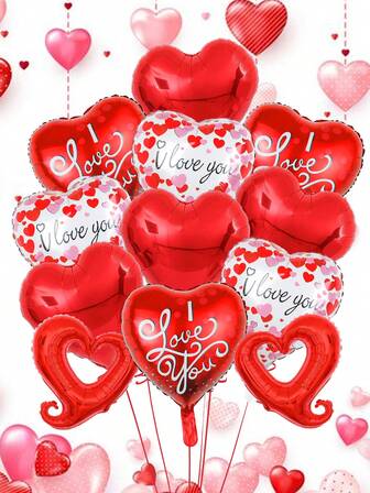 11pcs Valentine's Day Spanish Balloon Decoration Set, Including "Te Amo" Brown Teddy Bear, Heart Spanish Bear, And Red Heart Balloons, Suitable For Valentine's Day Party, Proposal, Wedding, Anniversary, Romantic Decor, Birthday Party And More