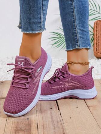 Zapatos para mujer de estilo informal y elegante, con patrón de rayos púrpura en relieve, tejidos, transpirables, adecuados para la escuela, el trabajo, correr, hacer ejercicio, senderismo, banquetes, cenas, compras, citas. Zapatos planos de moda casual