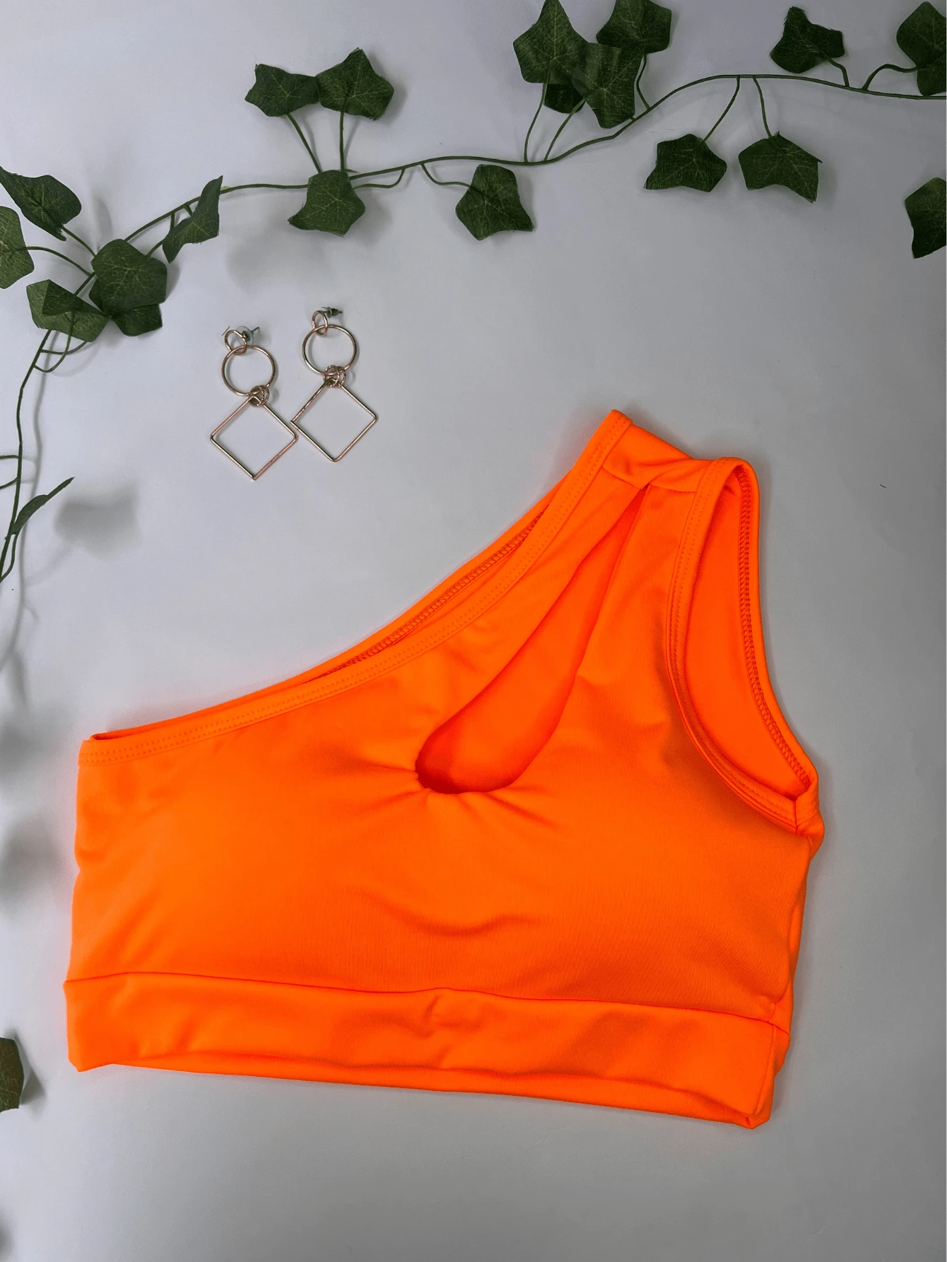 One Shoulder Supléx Top With Padded Cups And Front Opening Fitness For Training Gym Good Support - 橘色 - 查看 1