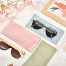 1 件迷你便携式自动关闭防刮皮革纹理金箔眼镜/太阳镜盒