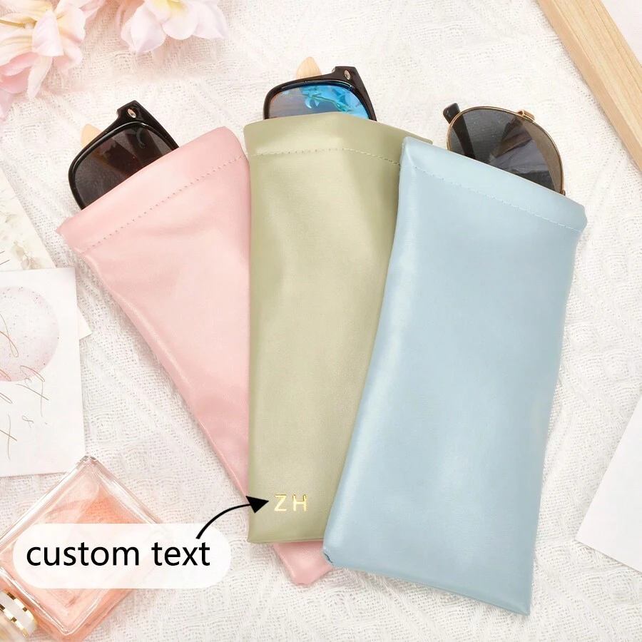 1 件迷你便携式自动关闭防刮皮革纹理金箔眼镜/太阳镜盒