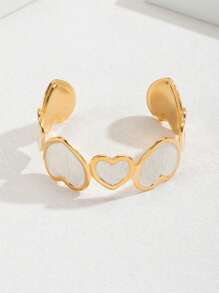 1 件优雅淑女风格油滴大心形花朵锆石手镯，时尚珠宝适合日常佩戴，送给女朋友、妻子、母亲、家人、朋友、生日、新年、周年纪念日的礼物，展现女性魅力 - 金色 - 查看 18