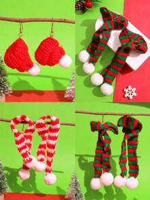 1 Cặp Mũ Giáng sinh nhiều màu sắc độc đáo và Bộ khăn quàng cổ hoa tai, Trang sức thời trang hợp thời trang vui nhộn cho phụ nữ dự tiệc Giáng sinh - Nhiều màu - Xem 12