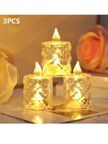24 piezas de velas LED sin llama con efecto de llama parpadeante, incluye baterías, adecuadas para Navidad, Día de San Valentín, Ramadán, Pascua, bodas, recepciones de bodas (amarillo) - transparente - Ver 18